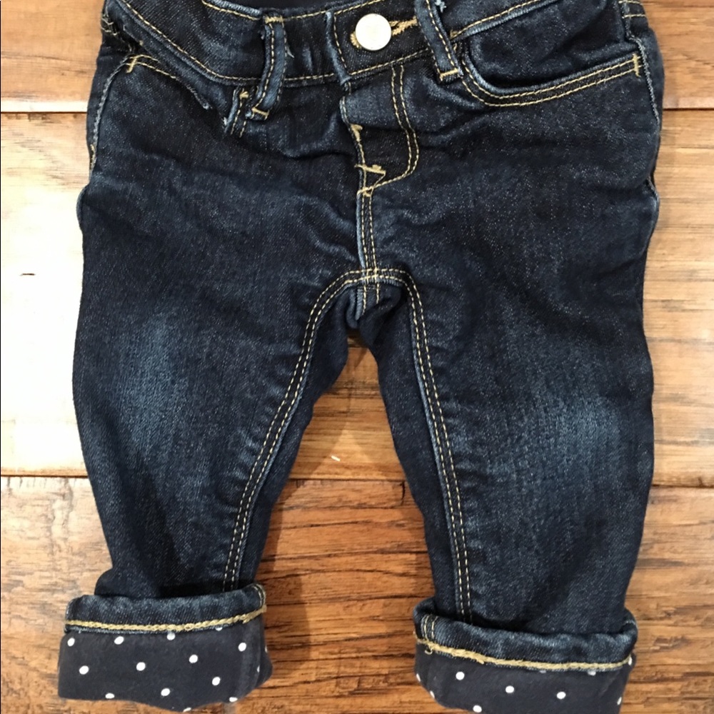 Baby GAP navy polka dot lined jeans